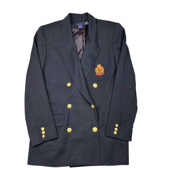 Charter Club Jackets & Blazers - Vintage wool double breasted crown crest navy wool blazer Womens 6 USA made